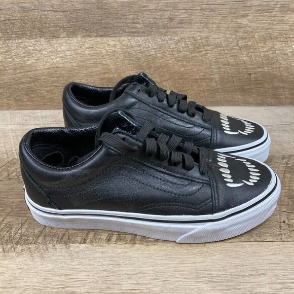 VANS Old Skool Fangs Black Leather Halloween Skate Shoes Womens 5 Mens 3.5 NEW - Picture 3 of 10